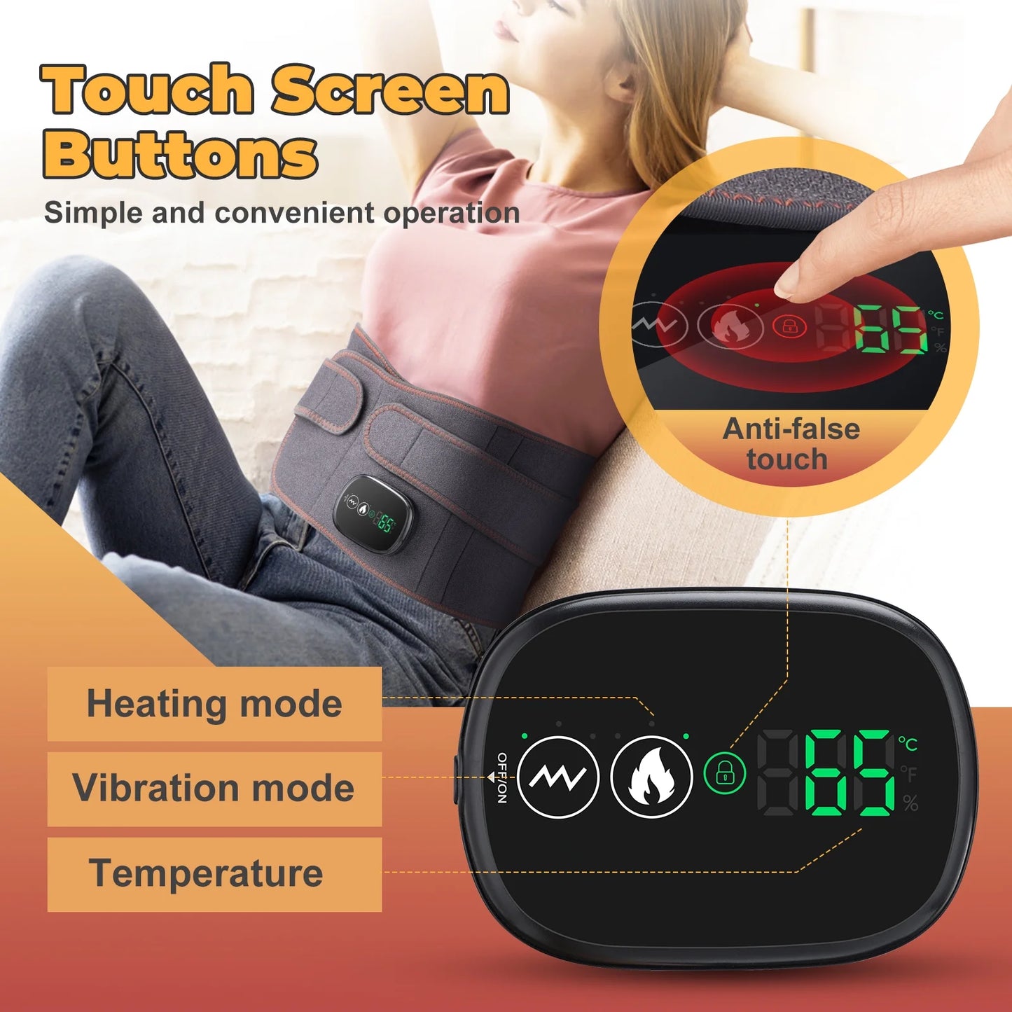 Ultimate Cordless Heating Pad & Massager for Back Relief - Portable Red Light Waist Belt with Rechargeable Battery in Gray