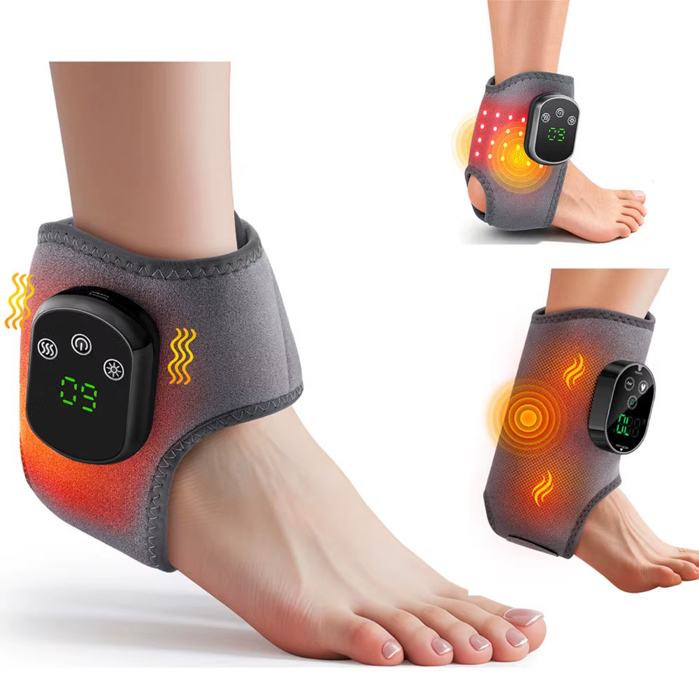 Heating Ankle Massage Belt Electric Hot Compress Vibration Massage Foot Ankle Guard Band Carpal Wrap Support Brace