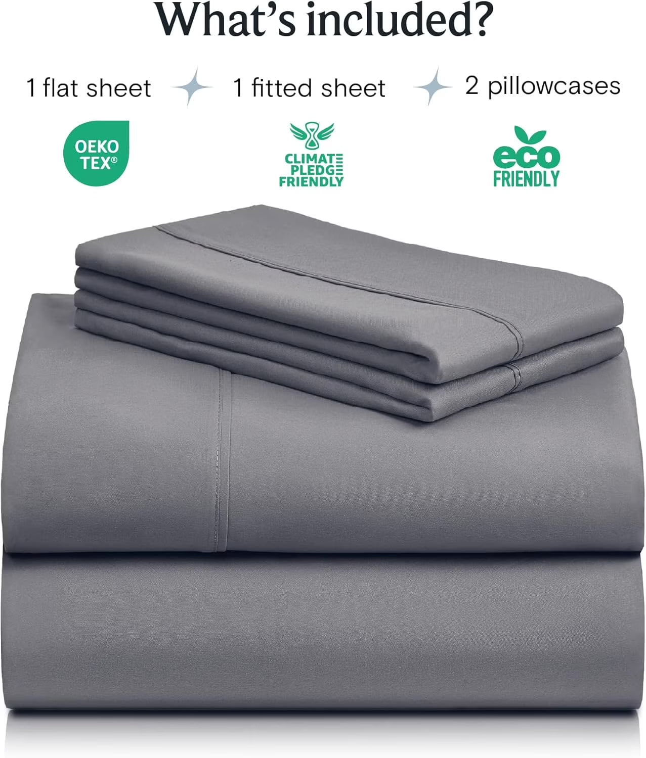 King Size Sheet Set Deep Pockets Wrinkle Free Cooling Bed Sheets Machine Washable Hotel Bedding Silky Soft - Light Grey King