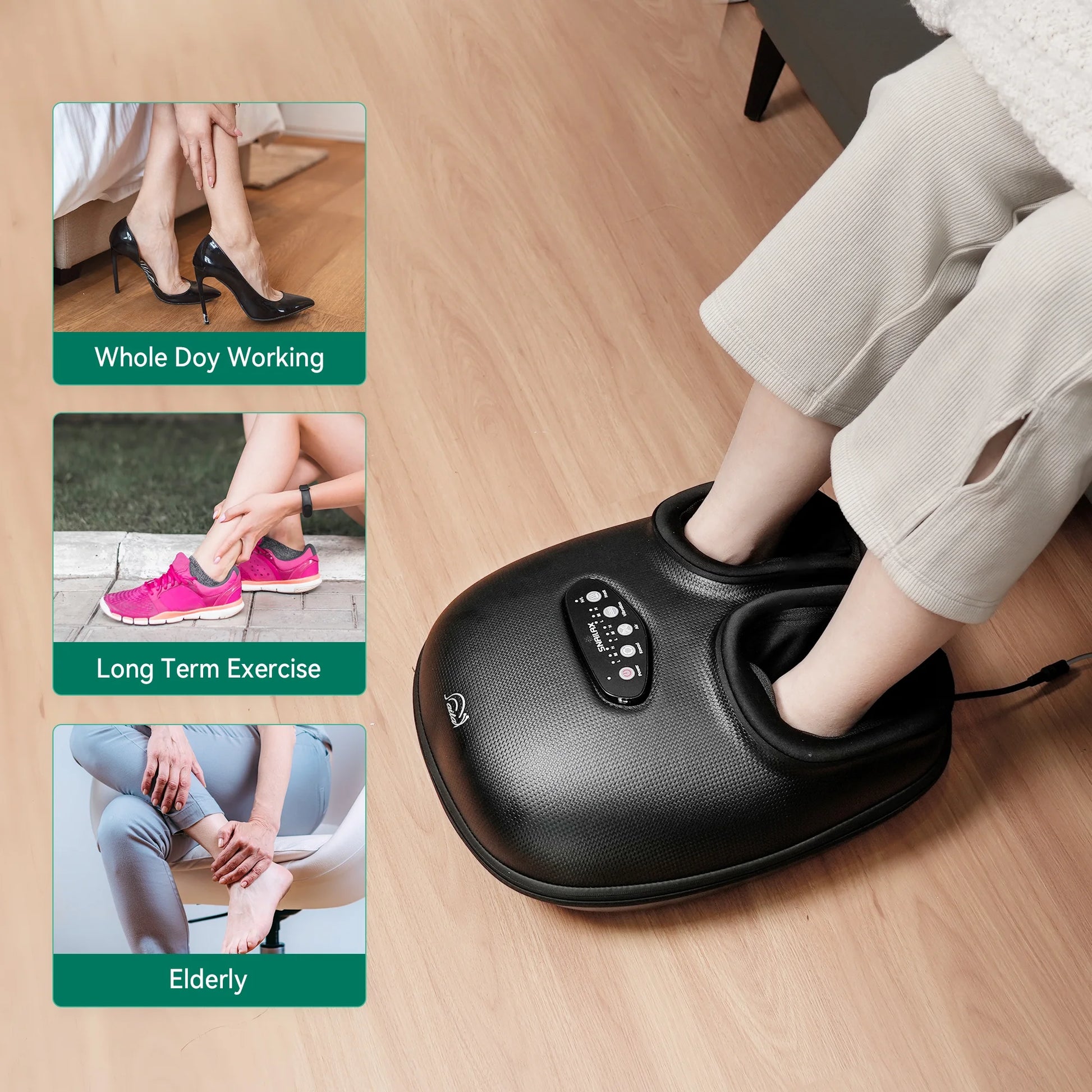 Foot Massager with Heat for Neuropathy & Tired Feet, Deep Kneading & Compression for Pain Relief