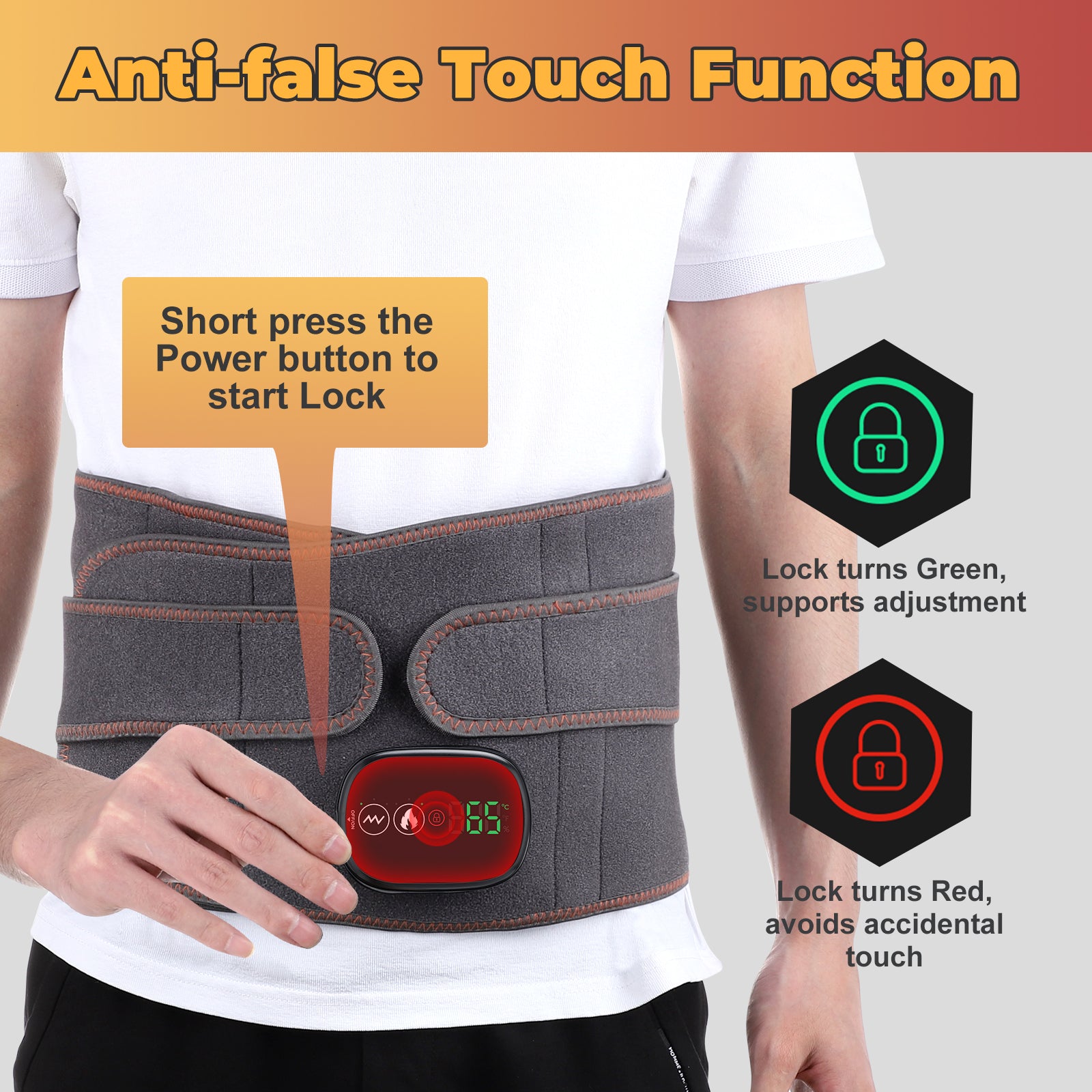 Ultimate Cordless Heating Pad & Massager for Back Relief - Portable Red Light Waist Belt with Rechargeable Battery in Gray