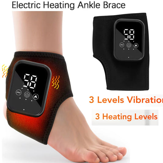 Heating Ankle Massage Belt Electric Hot Compress Vibration Massage Foot Ankle Guard Band Carpal Wrap Support Brace