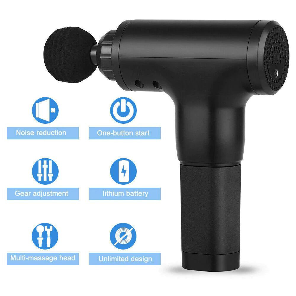 Percussion massage gun with 4 interchangeable heads for muscle recovery