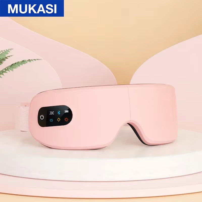 Smart eye massager with Bluetooth music and vibration for reducing eye strain and improving sleep