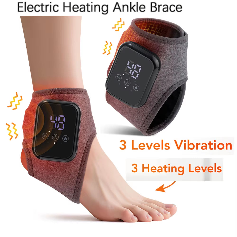 Heating Ankle Massage Belt Electric Hot Compress Vibration Massage Foot Ankle Guard Band Carpal Wrap Support Brace