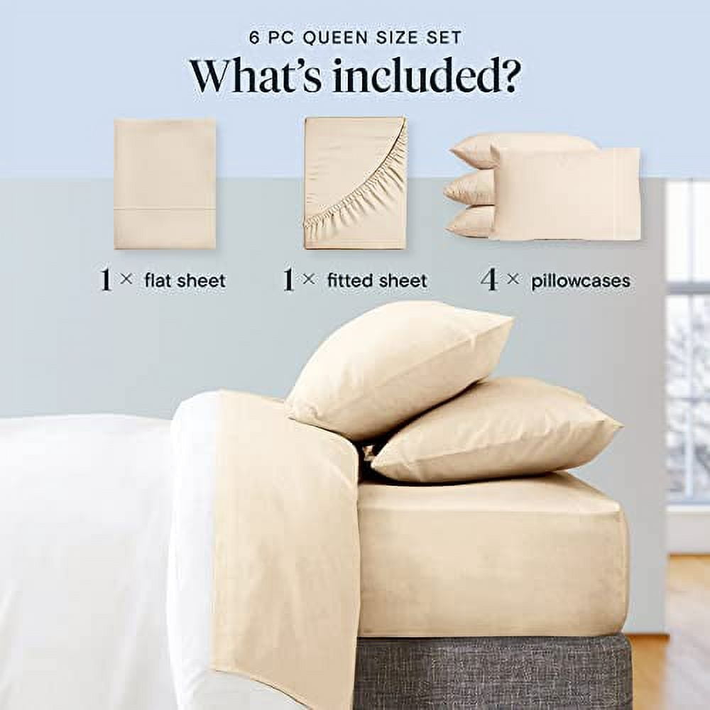 Transform Your Sleep with LuxClub's Full Cooling Microfiber Bed Sheet Set - 6 Piece, Off-White, Deep Pocket Design for Ultimate Comfort