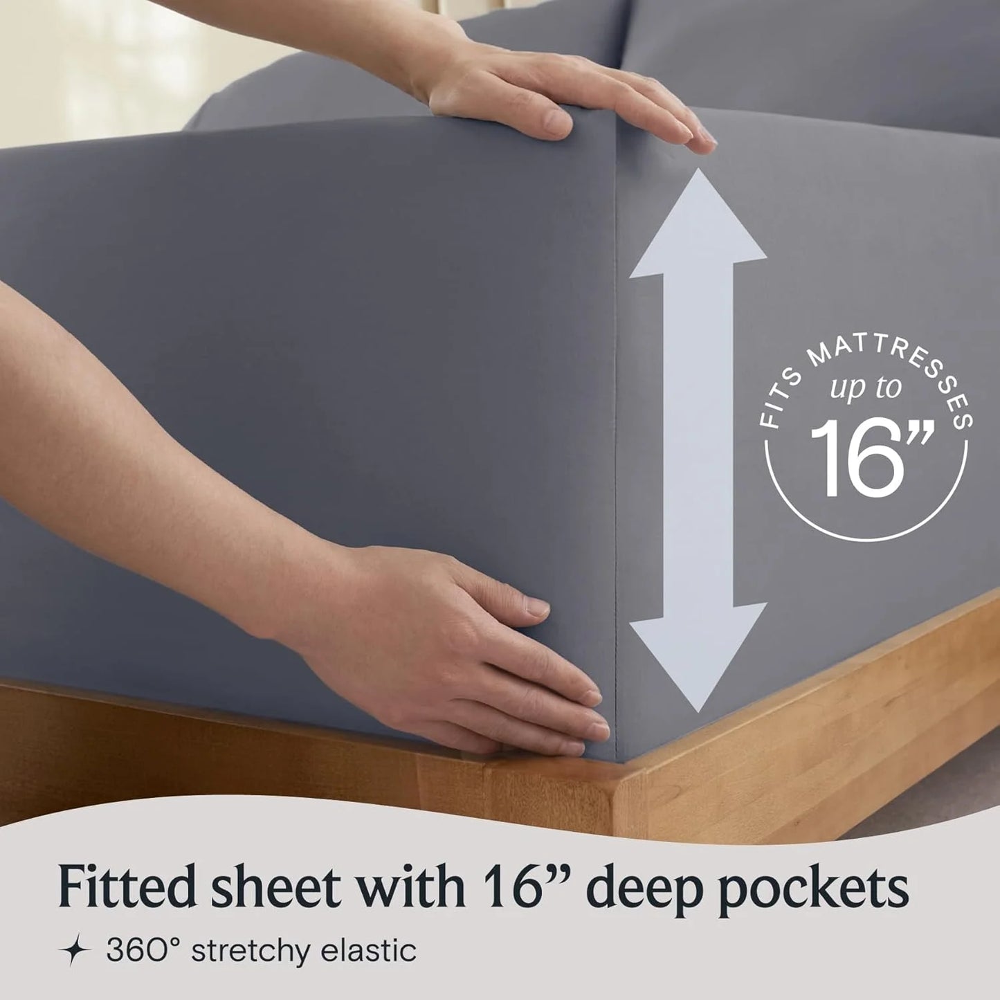 King Size Sheet Set Deep Pockets Wrinkle Free Cooling Bed Sheets Machine Washable Hotel Bedding Silky Soft - Light Grey King