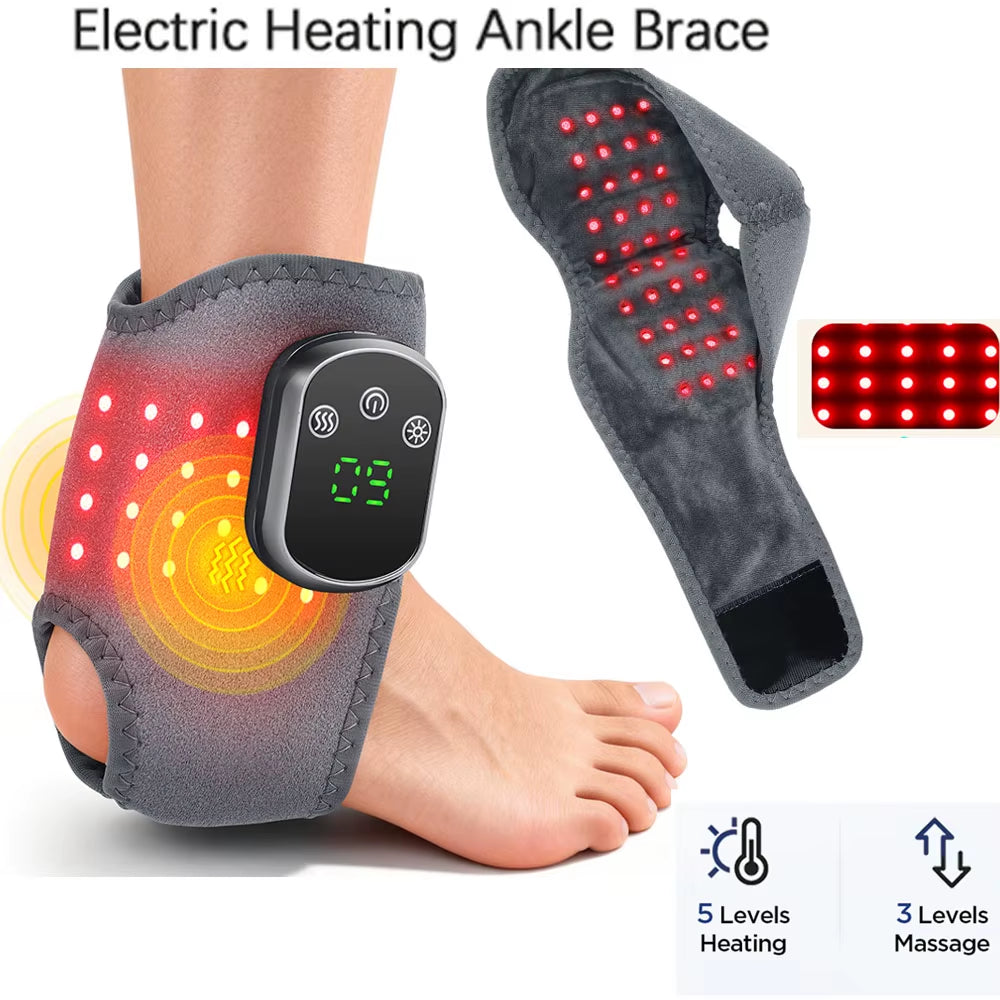 Heating Ankle Massage Belt Electric Hot Compress Vibration Massage Foot Ankle Guard Band Carpal Wrap Support Brace