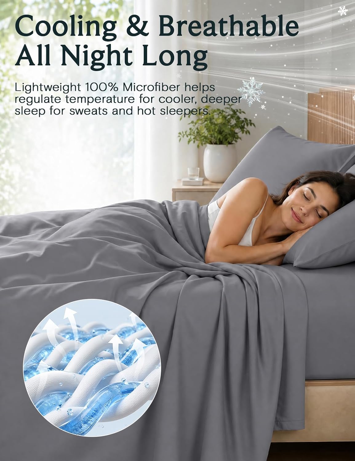 LuxClub 4-Piece Light Grey Queen Sheet Set - Silky Soft, Deep Pocket, Wrinkle-Free Cooling Bedding for Ultimate Comfort