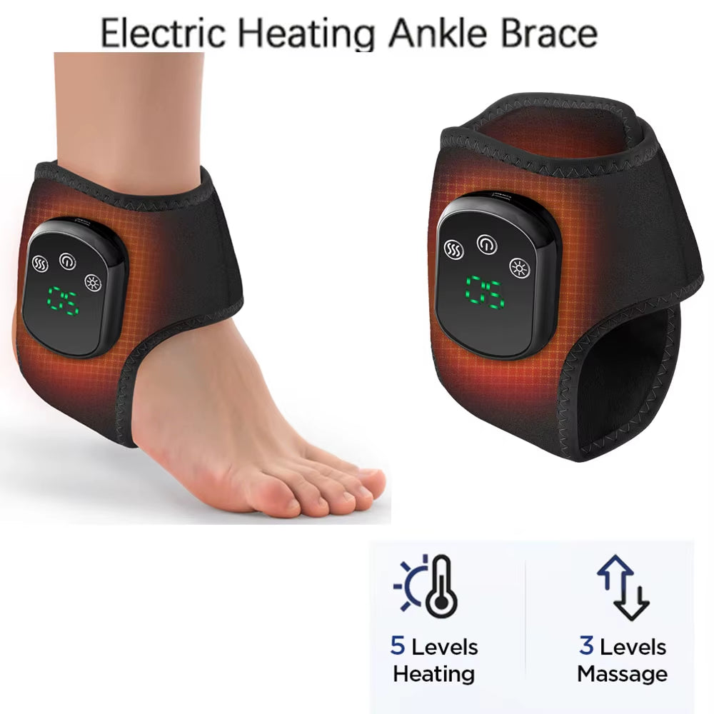 Heating Ankle Massage Belt Electric Hot Compress Vibration Massage Foot Ankle Guard Band Carpal Wrap Support Brace