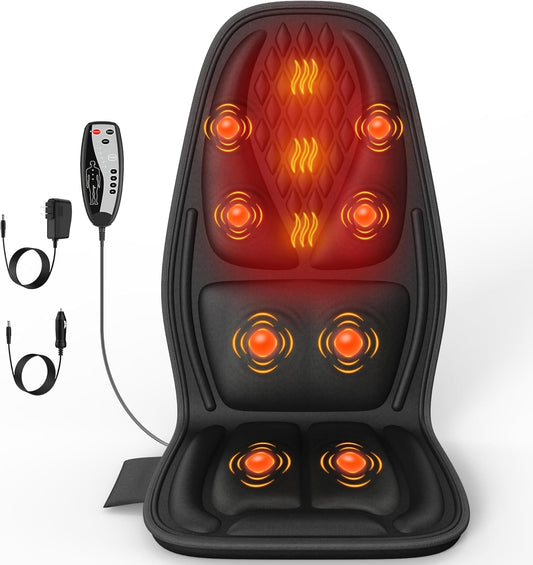 Heated Back Massager Chair Pad | 5 Vibration Modes & Heat Therapy