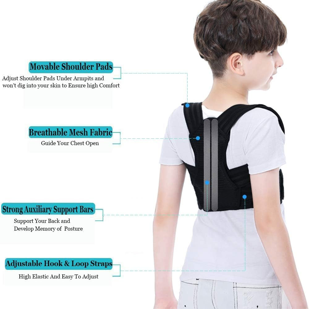 Professional Posture Corrector for Kids and Teens, Effective Upper Back Posture Brace for Teenagers Boys Girls Spinal Support to Improves Slouch, Prevent Humpback, Relieve Back Pain