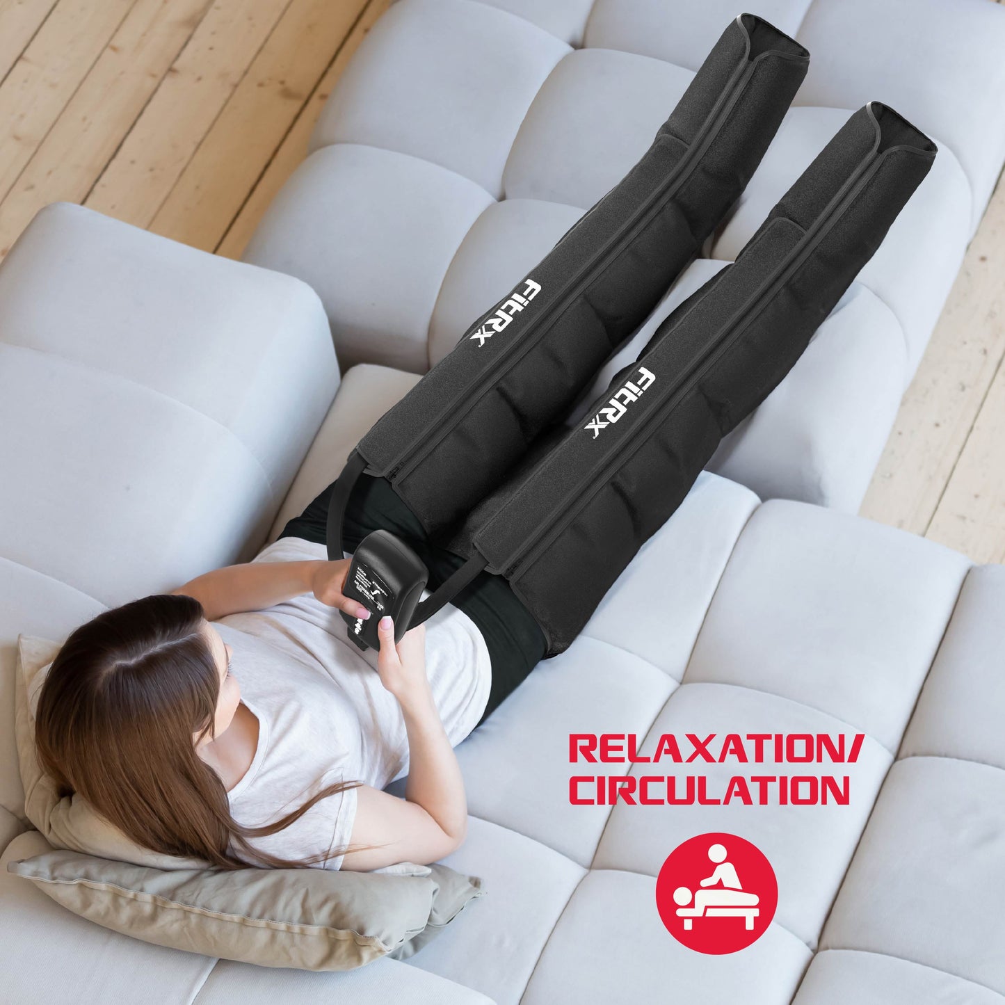 Recover Max Pro Full Leg Compression Massager, Air Compression Leg Massager with 3 Modes, Recovery Boots for Circulation, Muscle Relief & Travel Case
