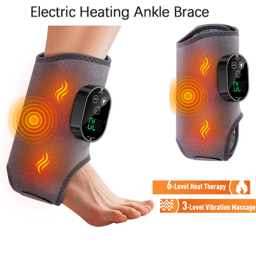 Heating Ankle Massage Belt Electric Hot Compress Vibration Massage Foot Ankle Guard Band Carpal Wrap Support Brace