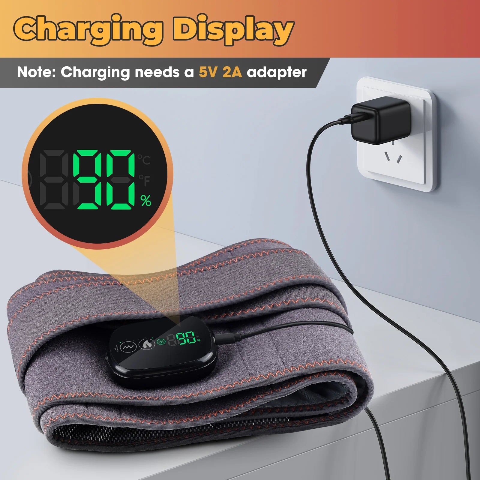 Ultimate Cordless Heating Pad & Massager for Back Relief - Portable Red Light Waist Belt with Rechargeable Battery in Gray
