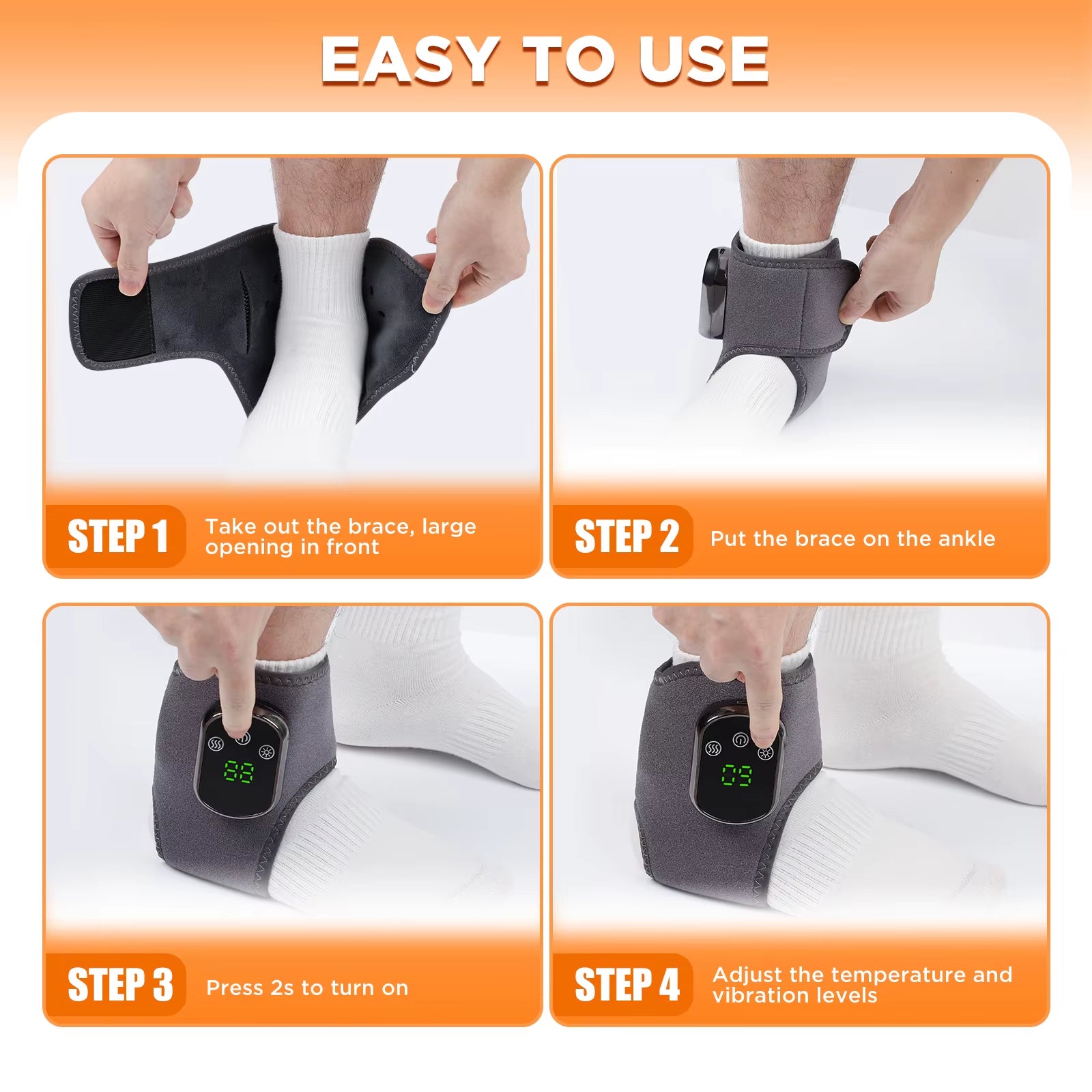 Heating Ankle Massage Belt Electric Hot Compress Vibration Massage Foot Ankle Guard Band Carpal Wrap Support Brace