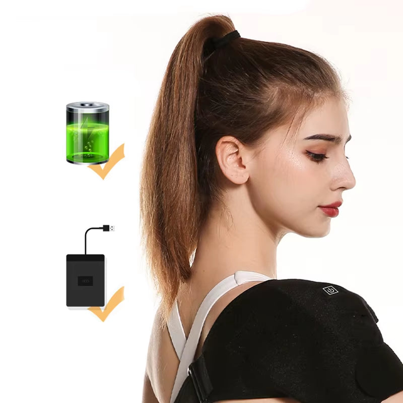 USB electric heated shoulder brace wrap for warmth and shoulder support