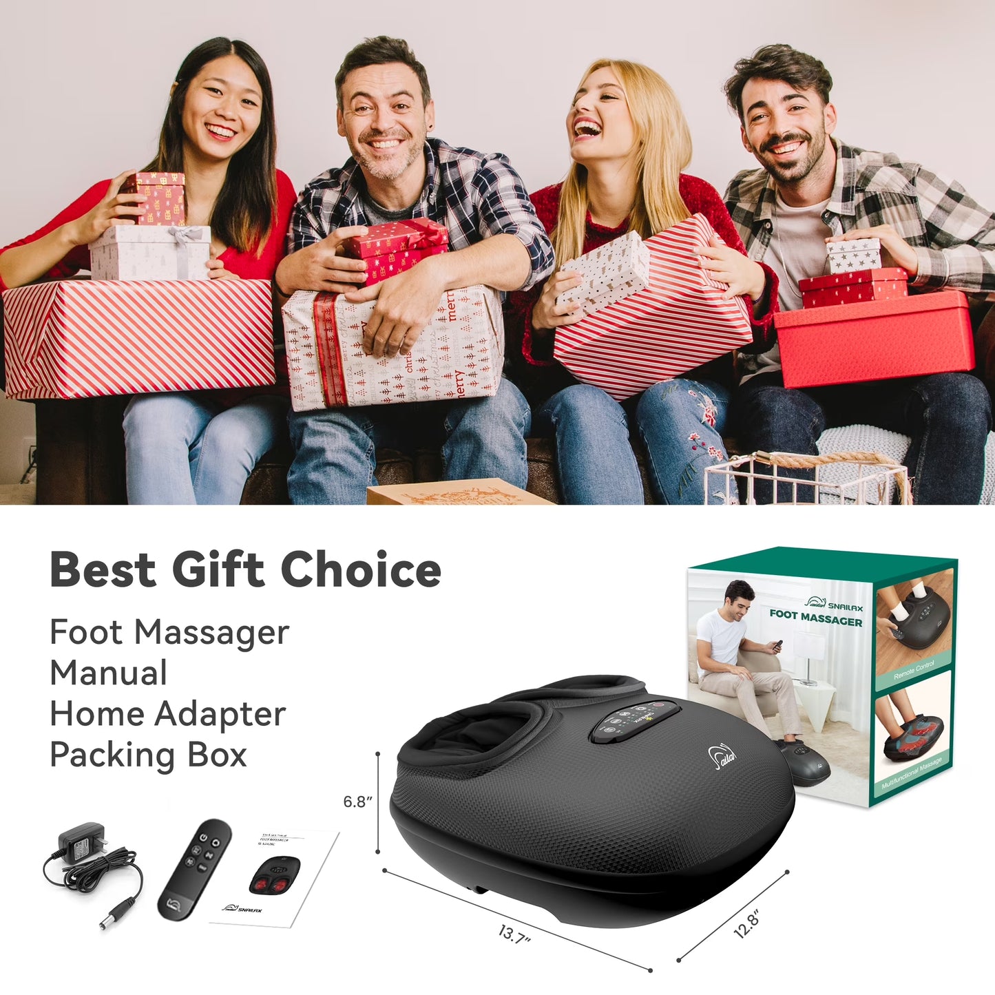 Foot Massager with Heat for Neuropathy & Tired Feet, Deep Kneading & Compression for Pain Relief
