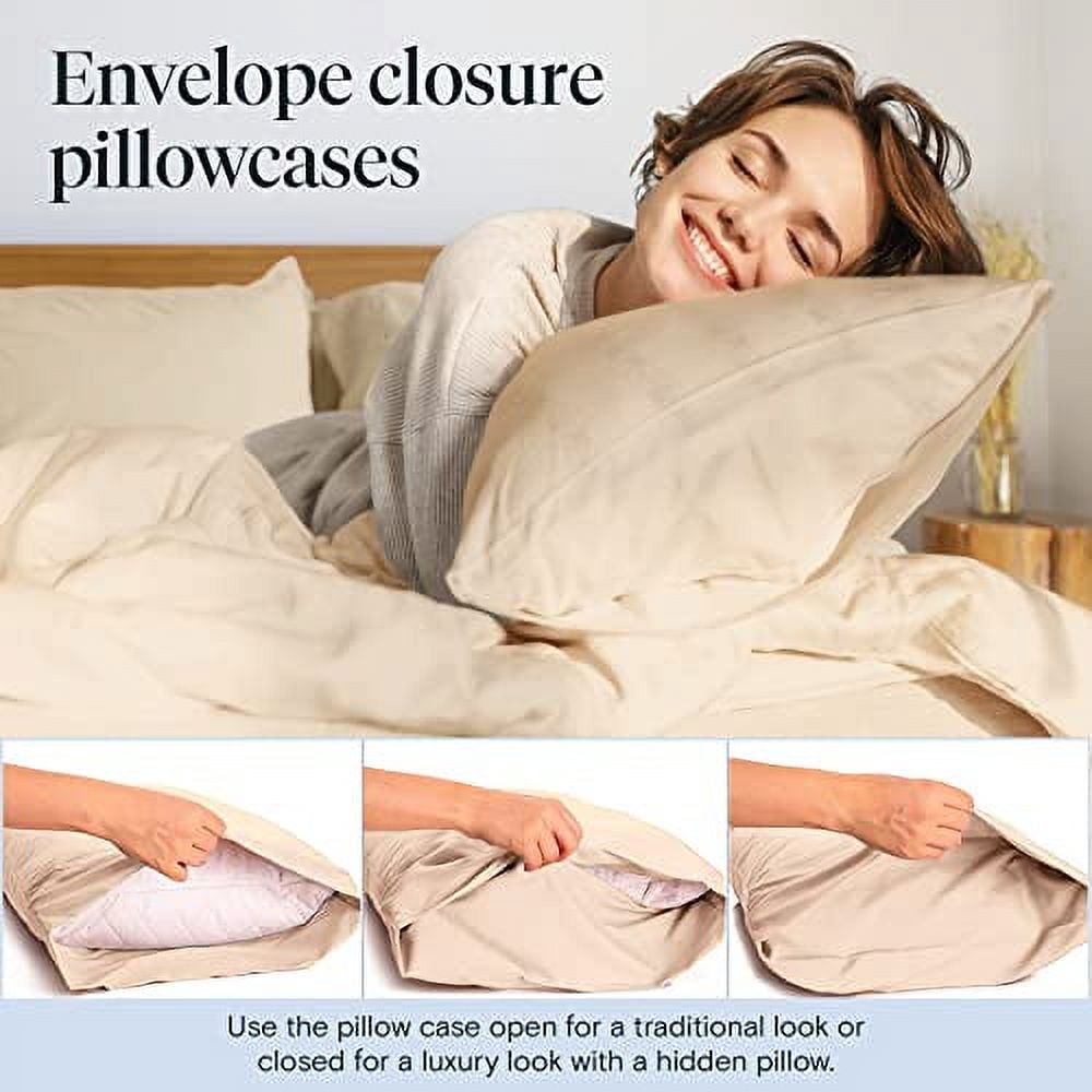 Transform Your Sleep with LuxClub's Full Cooling Microfiber Bed Sheet Set - 6 Piece, Off-White, Deep Pocket Design for Ultimate Comfort