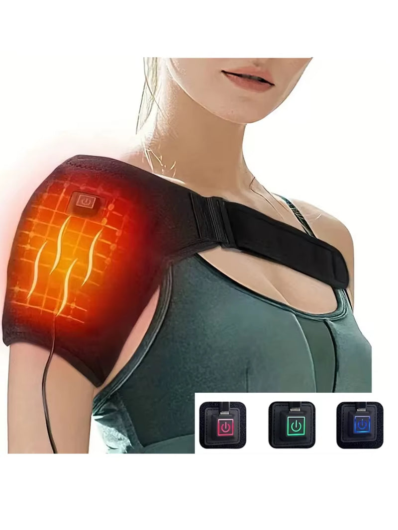USB electric heated shoulder brace wrap for warmth and shoulder support