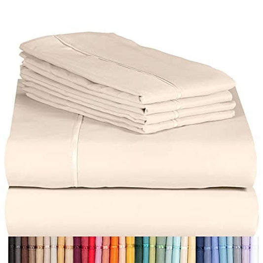 Transform Your Sleep with LuxClub's Full Cooling Microfiber Bed Sheet Set - 6 Piece, Off-White, Deep Pocket Design for Ultimate Comfort