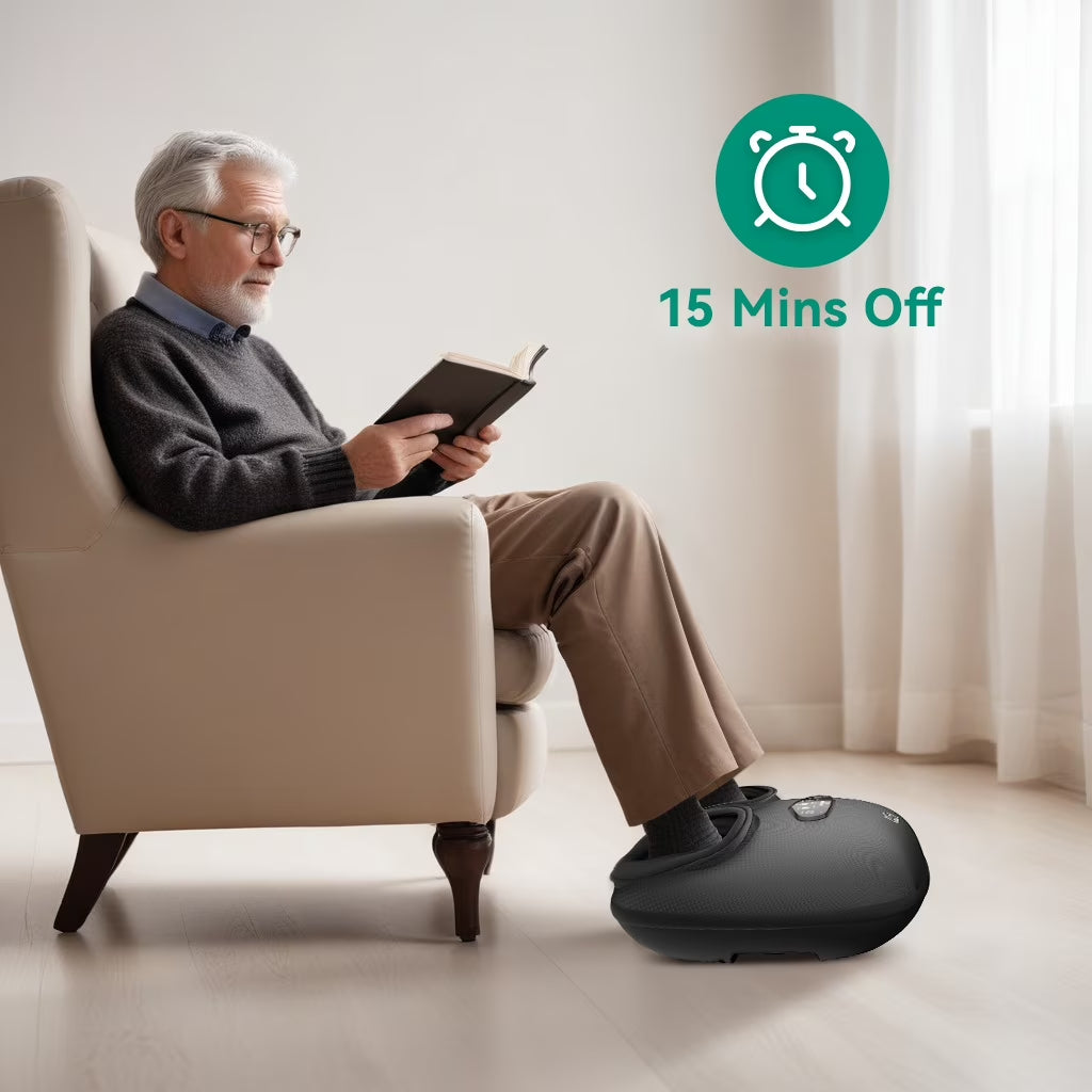 Foot Massager with Heat for Neuropathy & Tired Feet, Deep Kneading & Compression for Pain Relief