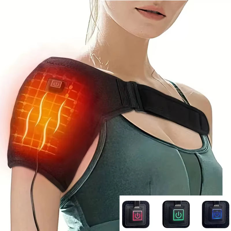 USB electric heated shoulder brace wrap for warmth and shoulder support