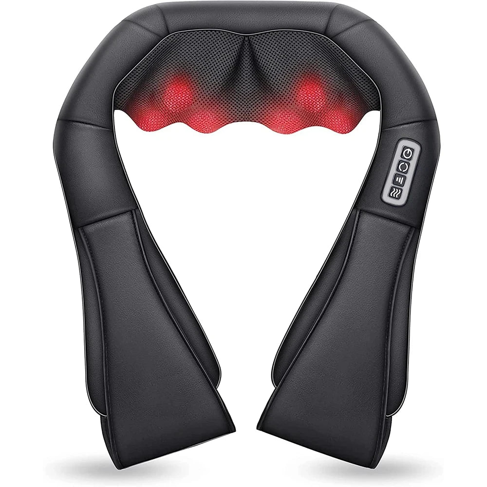 Shiatsu neck and shoulder massager with heat and deep kneading nodes for massage and recovery at home