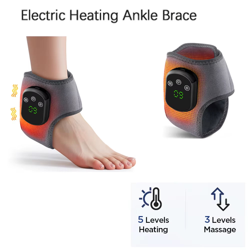 Heating Ankle Massage Belt Electric Hot Compress Vibration Massage Foot Ankle Guard Band Carpal Wrap Support Brace