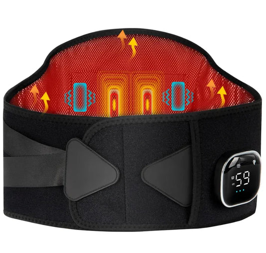 Cordless Heating Pad, 53'' Lower Back Brace Massager with Heat - Rechargeable Heating Belt, 3 Heating Levels & 5 Massage Mode, Gifts (Black)