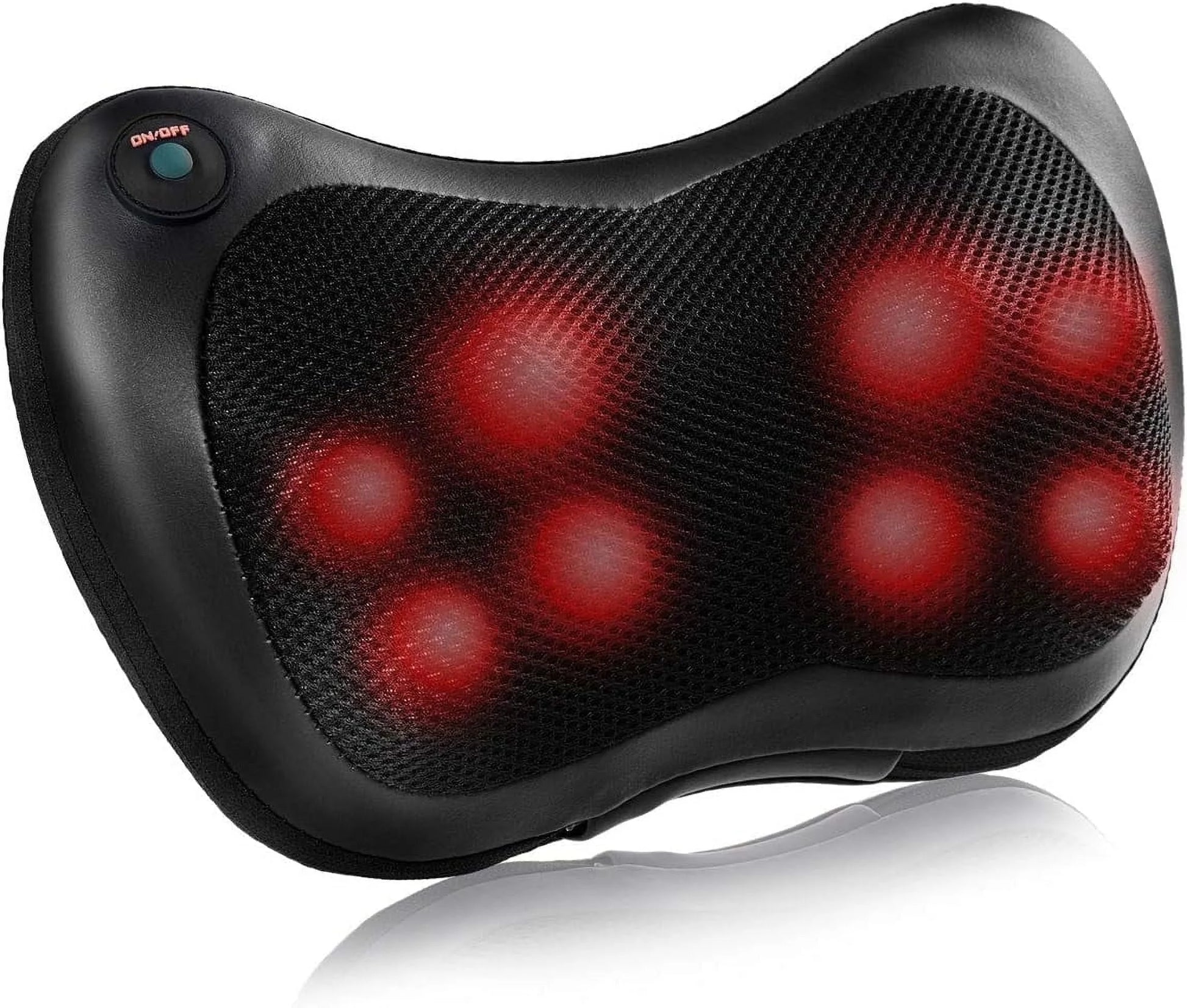 Shiatsu back and neck massage pillow with heat for shoulder, back, leg, and foot comfort