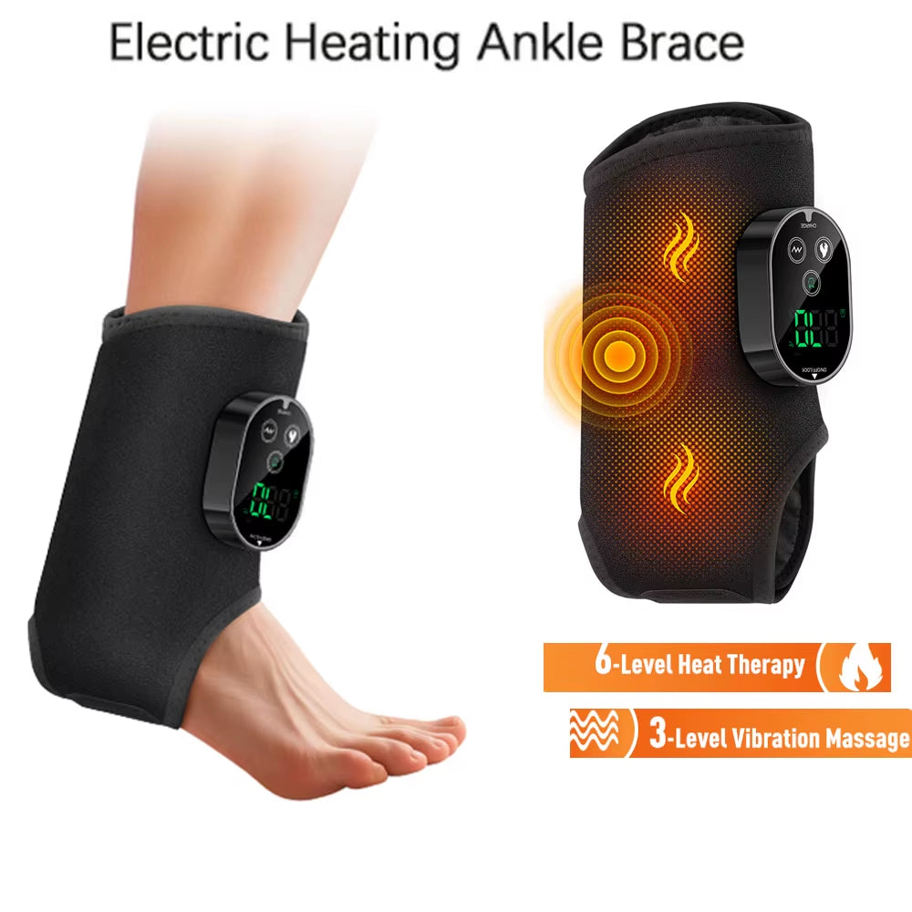 Heating Ankle Massage Belt Electric Hot Compress Vibration Massage Foot Ankle Guard Band Carpal Wrap Support Brace