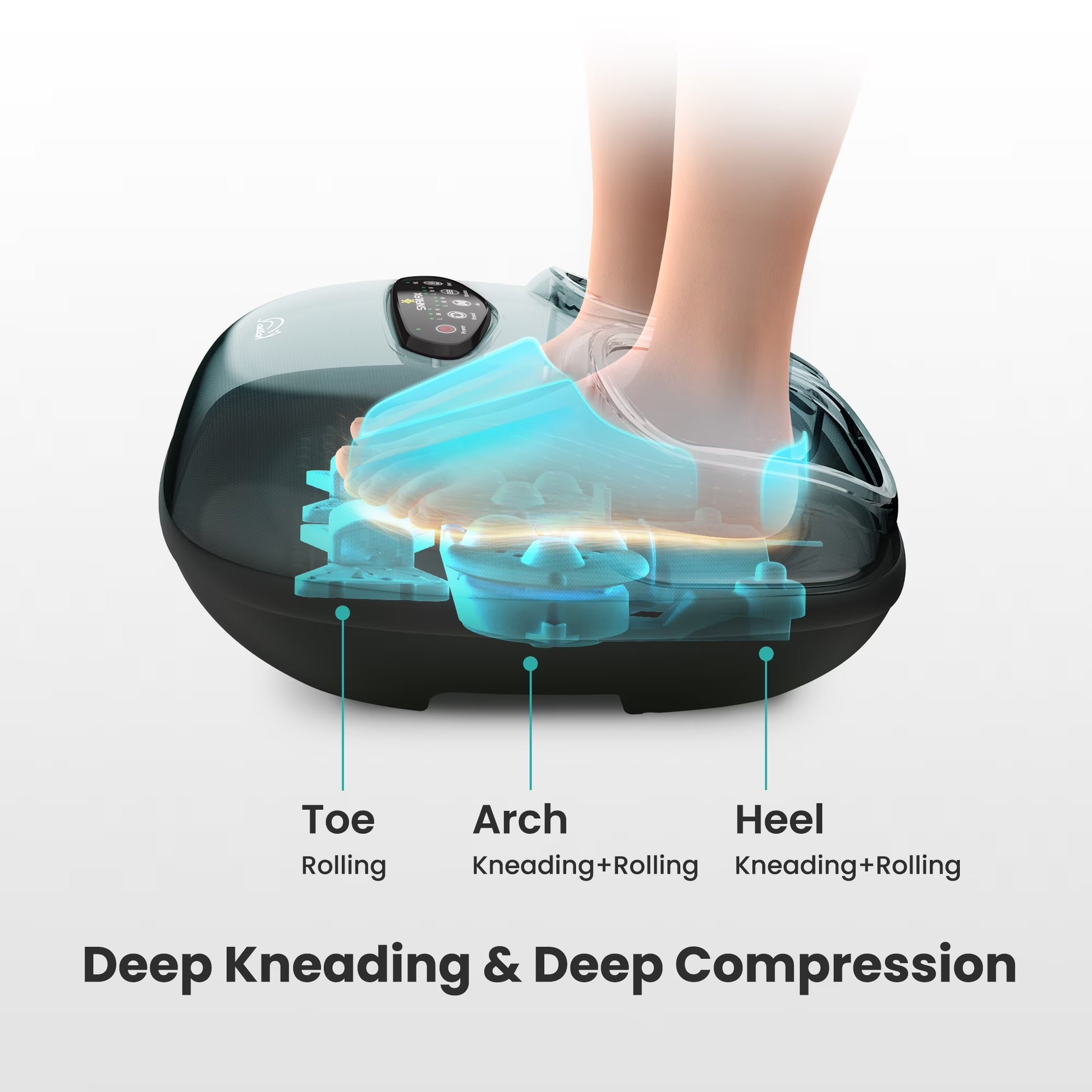 Foot Massager with Heat for Neuropathy & Tired Feet, Deep Kneading & Compression for Pain Relief