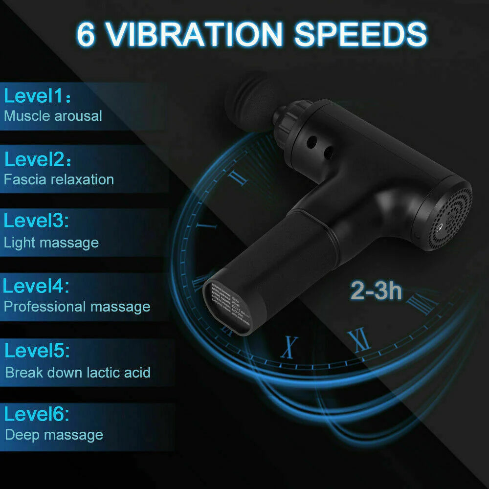 Percussion massage gun with 4 interchangeable heads for muscle recovery