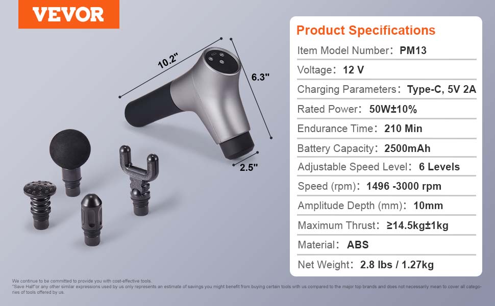 Pro percussion massage gun with interchangeable heads and speed settings